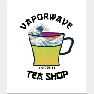 Vaporwave Aesthetic Great Wave Off Kanagawa Cafe Coffee Tea Posters and Art